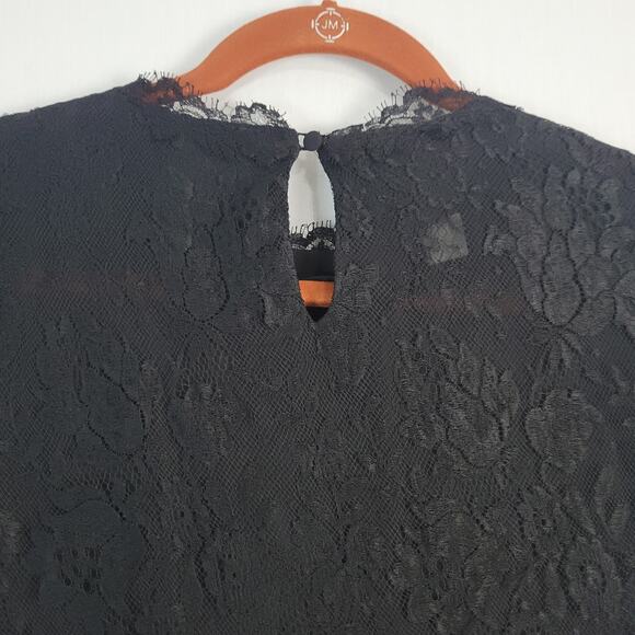 Vintage Floral Lace Top sz 10 black whimisgoth gothic fairy grunge 90s Y2K sheer - Picture 8 of 9